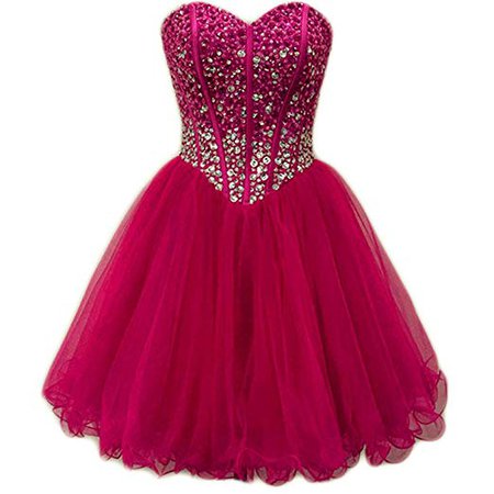 nboba Real Picture Ball Gown New Cocktail Dresses Mini Short Dresses Sweetheart Beading Hot Pink Dresses hot Pink 16W at Amazon Women’s Clothing store