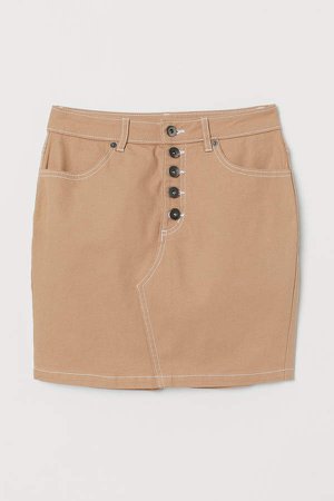 Short Twill Skirt - Beige