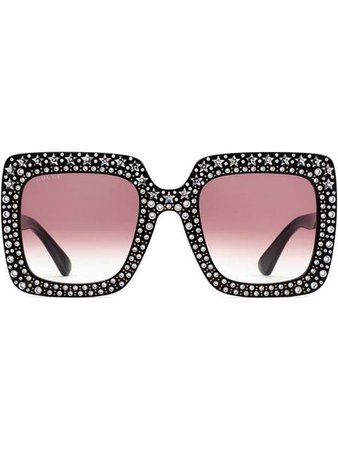 Gucci Eyewear Oversize Square Sunglasses With Crystals - Farfetch