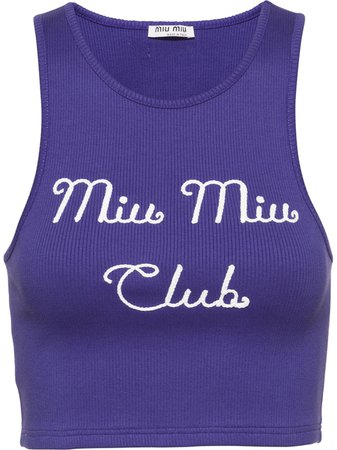 Miu Miu embroidered Miu Miu Club ribbed top purple MJT6301YF6 - Farfetch