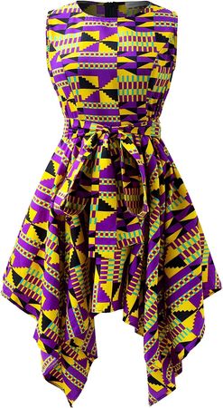Amazon.com: SHENBOLEN Women African Print Dresses Traditional Clothing Casual Party Dress（X-Large,C : Clothing, Shoes & Jewelry