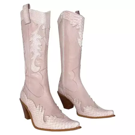 2000s Pink Snakeskin Cowboy Boots (37) For Sale at 1stDibs