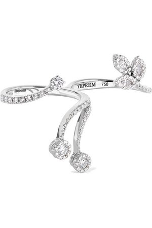 YEPREM | 18-karat white gold diamond two-finger ring | NET-A-PORTER.COM