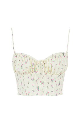 House of CB | 'Lilibeth' Lemon Ditsy Floral Gathered Bustier Top