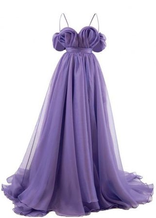 Purple gown off the shoulder