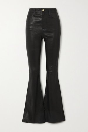 Le High Flare Leather Flared Pants - Black
