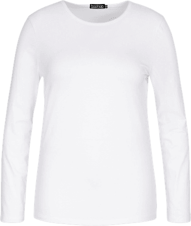 White Plus Basic Scoop Neck Long Sleeve T-Shirt