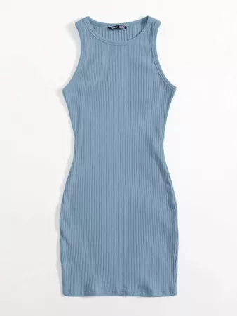 SHEIN Neon Lime Rib-knit Bodycon Dress | SHEIN USA