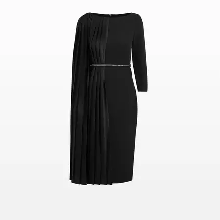 Liba Black Midi Dress With Embroidered Belt – Safiyaa London