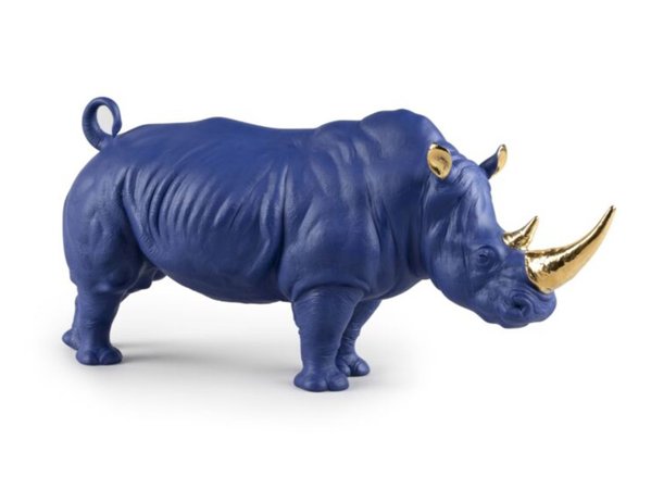 Porcelain decorative object RHINO Bold Blue Collection By Lladró