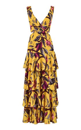 Nature's Eloquence Tiered Printed Georgette Maxi Dress by Johanna Ortiz | Moda Operandi