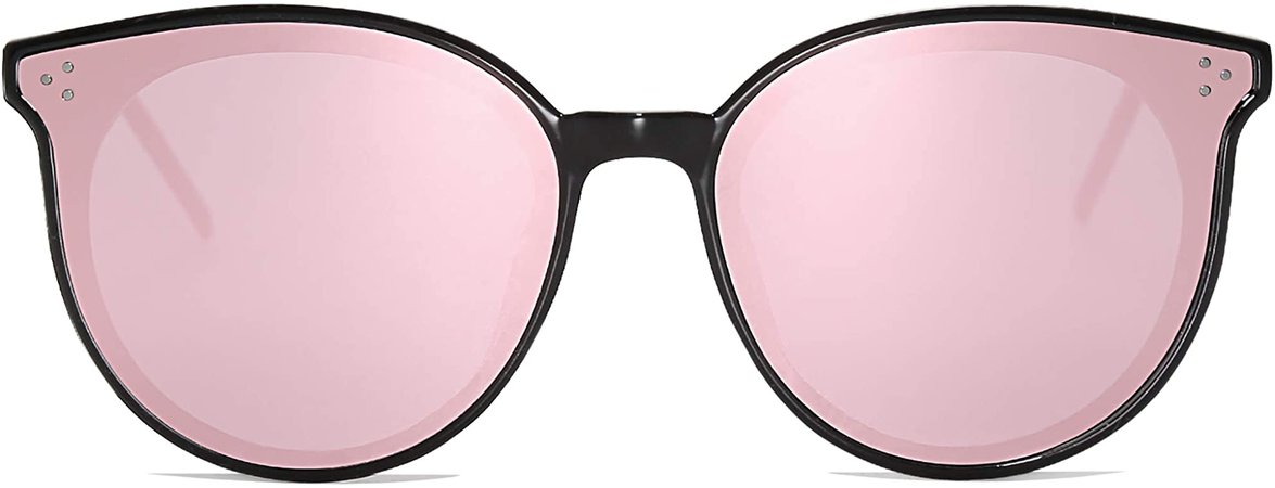 Amazon.com: SOJOS Retro Round Sunglasses for Women Oversized Mirrored Glasses DOLPHIN SJ2068, Black/Pink Mirrored: Clothing