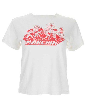 Marching Graphic Classic Tee in Optic White | RE/DONE