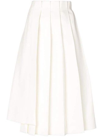 asymmetric pleated midi skirt