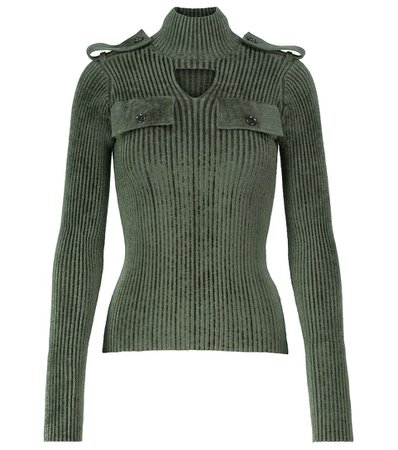 Bottega Veneta - Cutout ribbed-knit velvet sweater | Mytheresa
