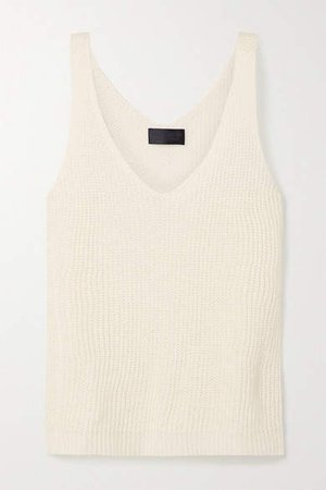 Nala Open-knit Linen Tank - Cream