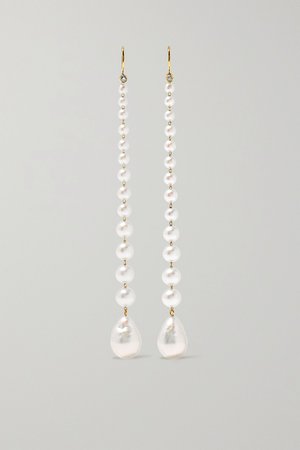 Gold 14-karat gold, pearl and diamond earrings | Mizuki | NET-A-PORTER