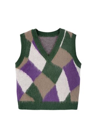Diamond Sweater Vest -Patterned Knitted Vest – THE GEOM