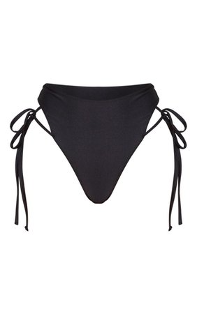 Black Thigh Tie Bikini Bottom - New In | PrettyLittleThing