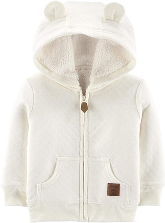Amazon.com: Simple Joys by Carter's Baby Neutral Hooded Sweater Jacket with Sherpa Lining, Oatmeal, 24 Months: Clothing