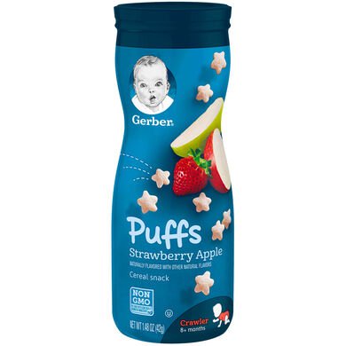 Gerber Puffs Cereal Snack, Strawberry Apple, 1.48 oz