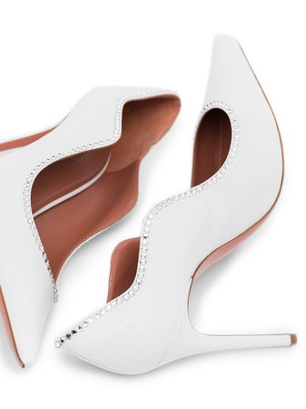 Shop white Amina Muaddi x Browns 50 Romy 110mm pumps with Express Delivery - Farfetch