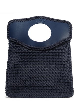 Mizele | Business medium leather-trimmed crocheted cotton tote | NET-A-PORTER.COM