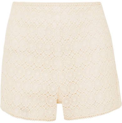 Crochet-trimmed Macramé Cotton-blend Shorts - Cream