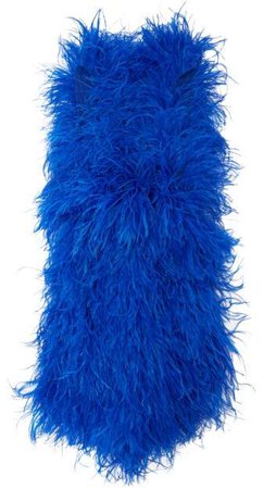 The Ostrich Feather Embellished Mini Dress - Womens - Blue