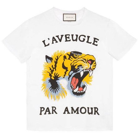Gucci Tiger Print Cotton T-Shirt