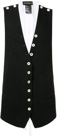 Layered Button-Detail Gilet Shirt