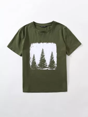 Tree Print Tee | SHEIN USA green