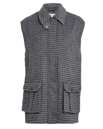 Checked Wool Oversized Vest