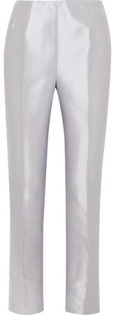 Masto Silk And Wool-blend Slim-leg Pants - Silver