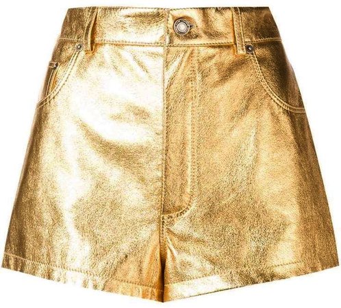 SAINT LAURENT metallic laminated leather shorts