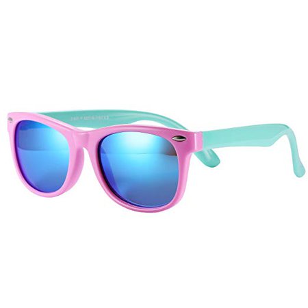 Amazon.com: Pro Acme TPEE Rubber Flexible Kids Polarized Sunglasses for Baby and Children Age 3-10 (Pink Frame/Blue Mirrored Lens/48): Clothing