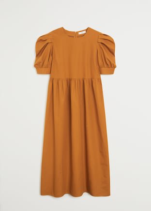 Puffed sleeves cotton dress - Women | Mango USA brown