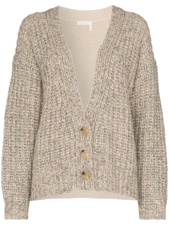 Brown See By Chloé Two-Tone Knitted Cardigan | Farfetch.com