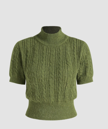 green knitted turtle neck t shirt