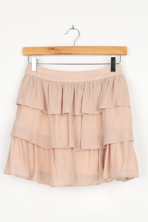 Beige Mini Skirt - Ruffled Skirt - Tiered Mini Skirt - Lulus
