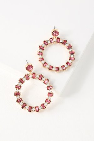 Cute Pink Rhinestone Earrings - Pink Statement Earrings