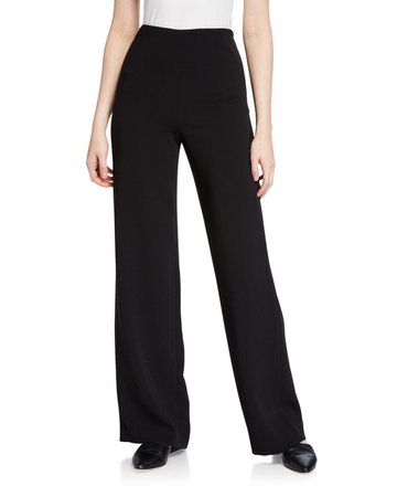 Theory Clean Wide-Leg Crepe Pants | Neiman Marcus