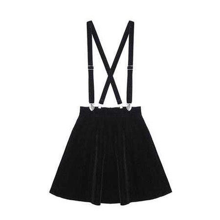 Black Preppy Style Velvet Suspender Skirt