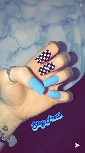 blue nails with checkerboard - Google Search