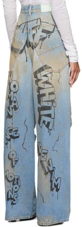 Off-White Blue Graffiti Tomboy Jeans - ShopStyle Distressed Denim