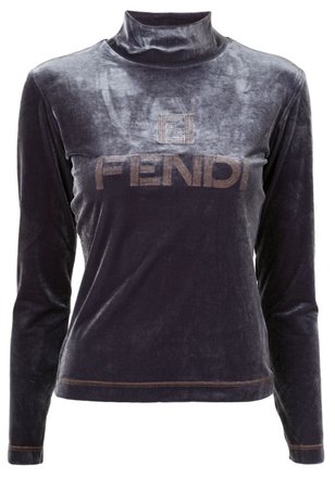 FENDI Metallic Grey Turtleneck Top