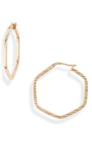 14K Gold Octagon Hoop Earrings BONY LEVY