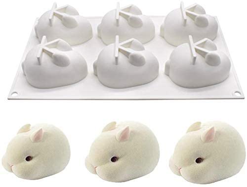 Amazon.com: 3D Easter Bunny Chocolate Candy Silicone Baking Mold Rabbit Shape Fondant Molds Mousse Cake Mold Cupcake Animal Pastry Jelly Mold (6 Cavity): Kitchen & Dining