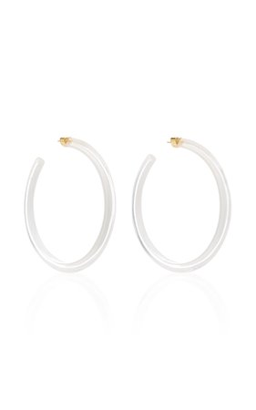 White Diamond Rectangle Hoop Earrings by Ofira | Moda Operandi