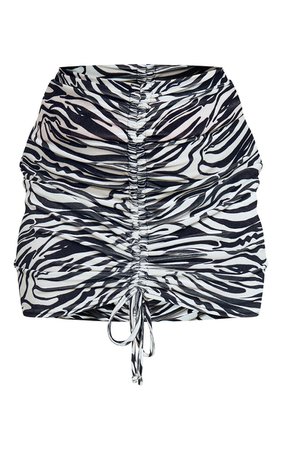 Plus Zebra Velvet Ruched Bodycon Skirt | PrettyLittleThing USA